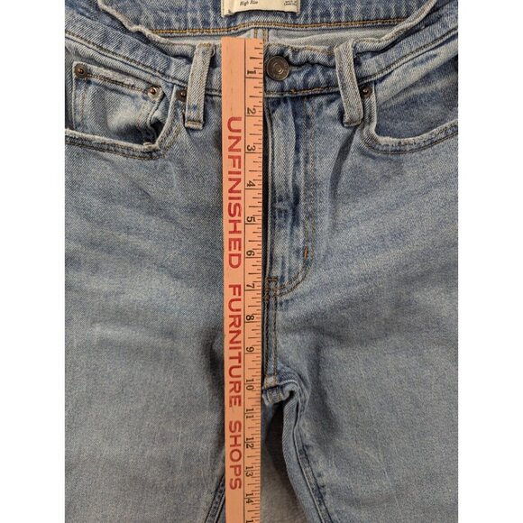 Abercrombie Fitch Jeans Womens Size 00 Blue The Mom High Rise Faded Whiskers Y2K - Picture 6 of 13